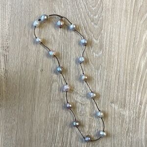 Leather & Man Made Pearl Necklace